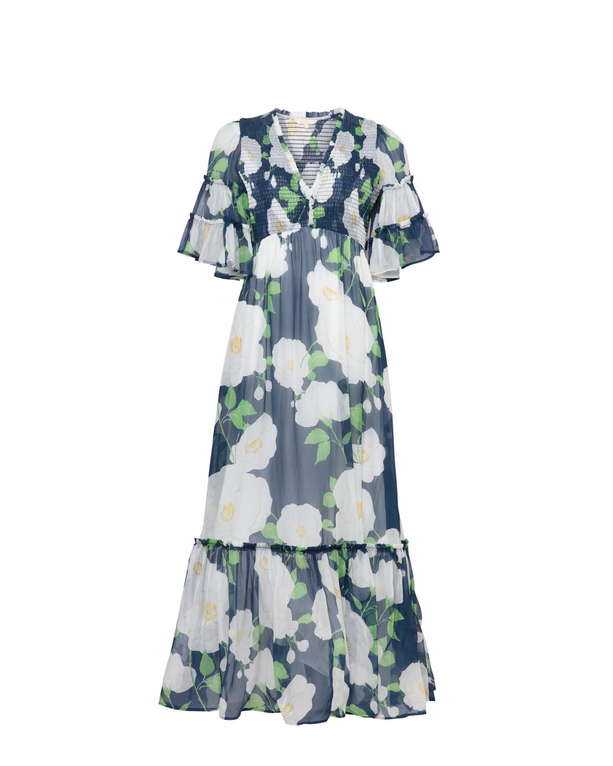 Organza Smocking Dress, Flower Garden. Image #1