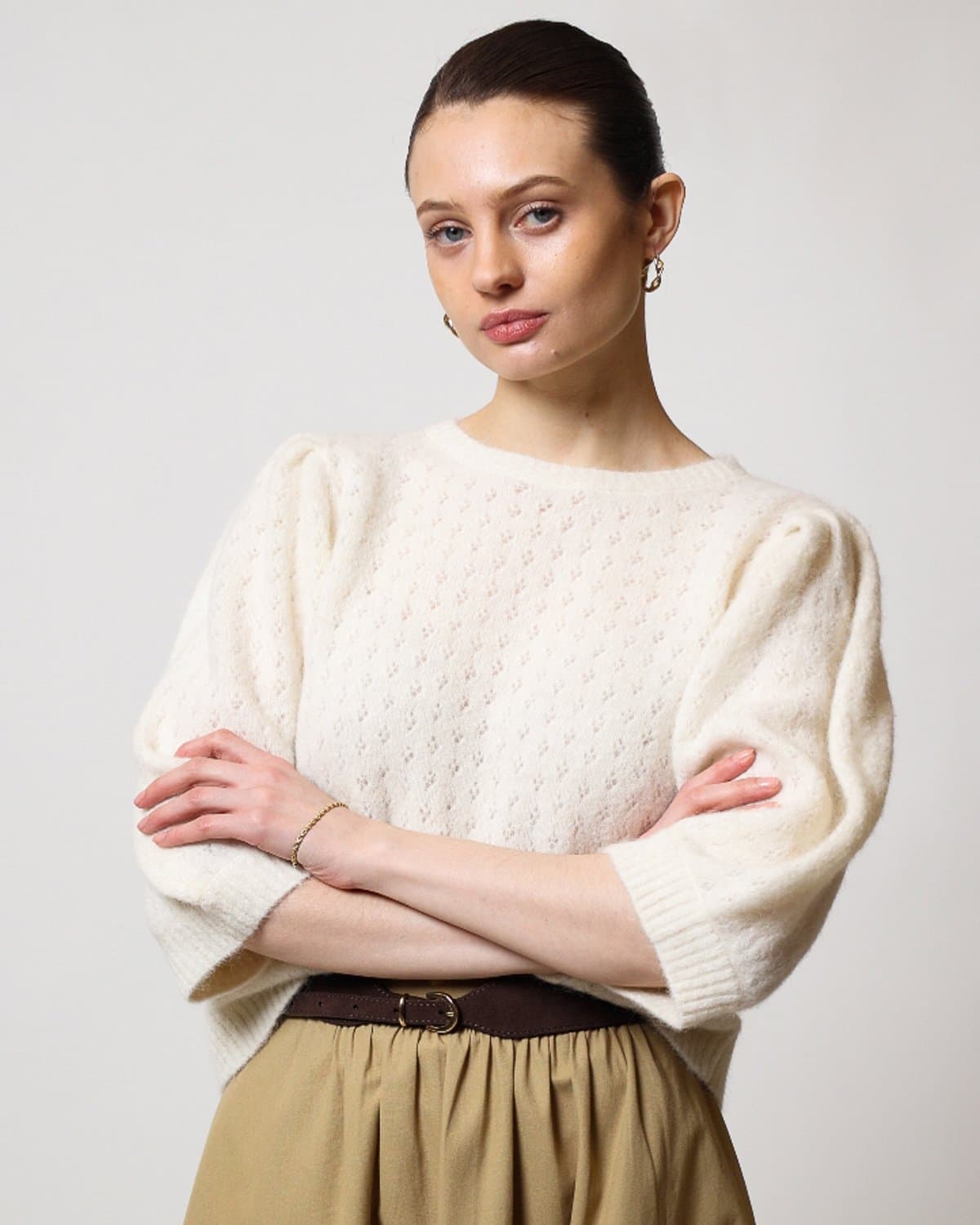 Knit Top, Off White. Image #9