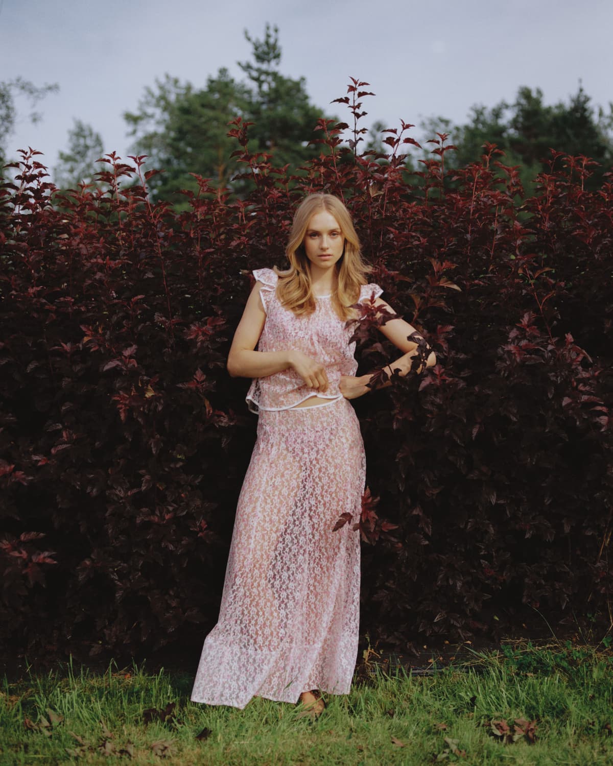 Lace Maxi Skirt, Antique Brass. Image #1