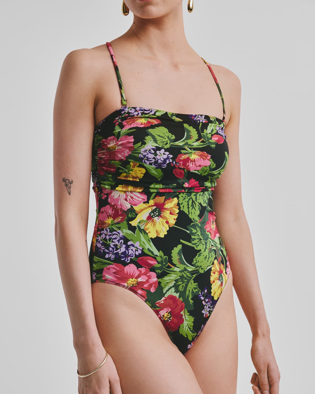 Bandeau Swimsuit, Midnight Bloom. Image #2
