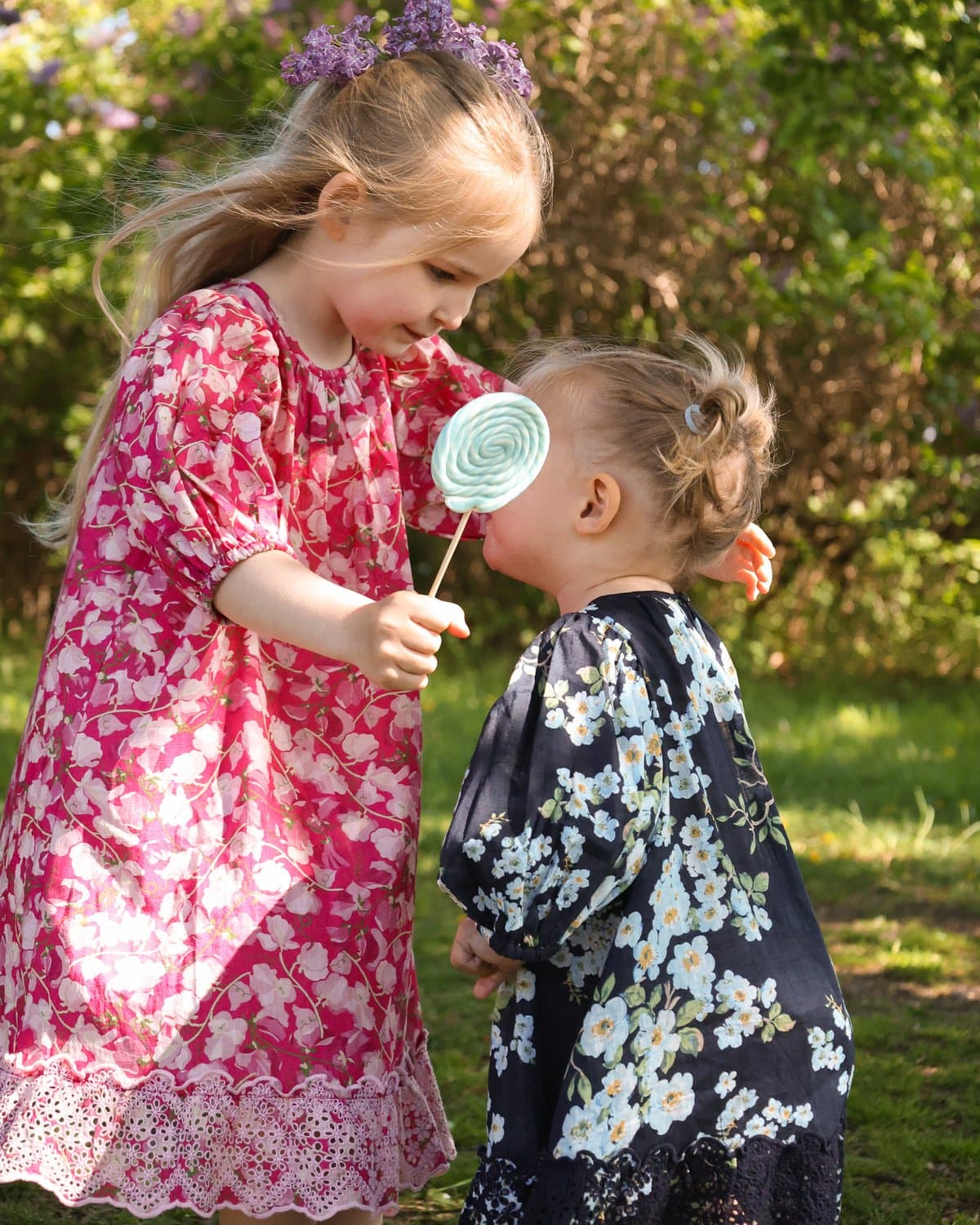 Cotton Slub Puffed Dress, Poppy Meadow. Image #2