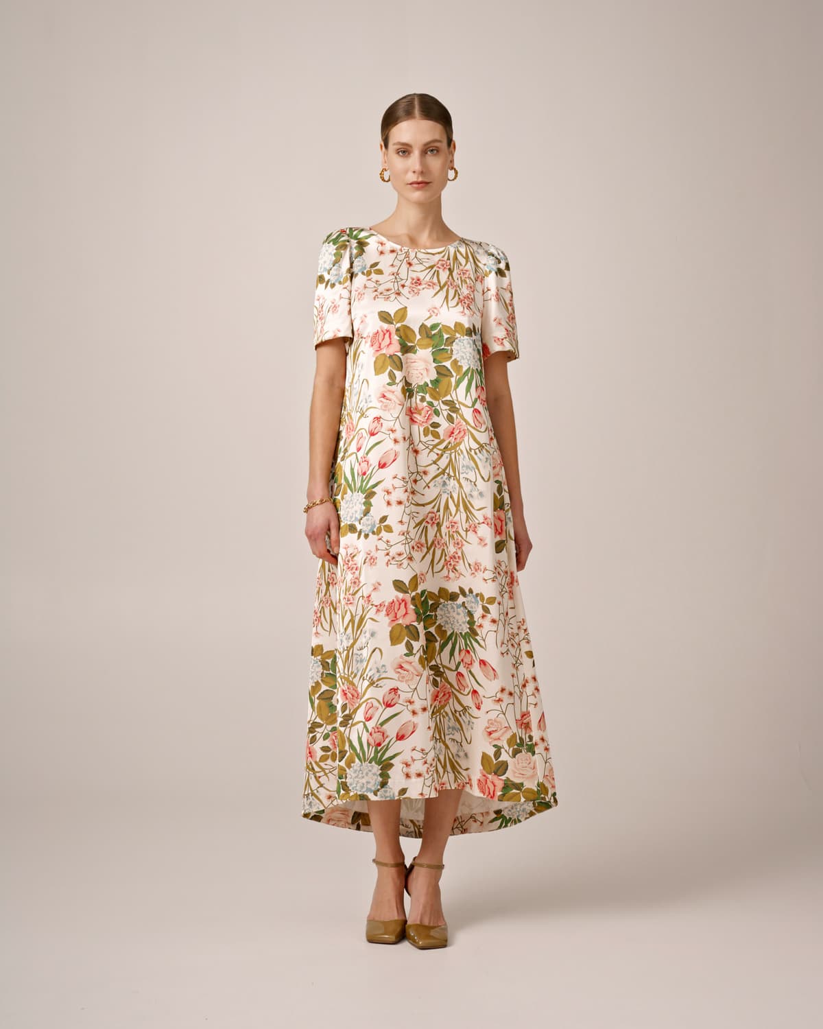 Tailored Satin Dress, Flower Fields. Image #2