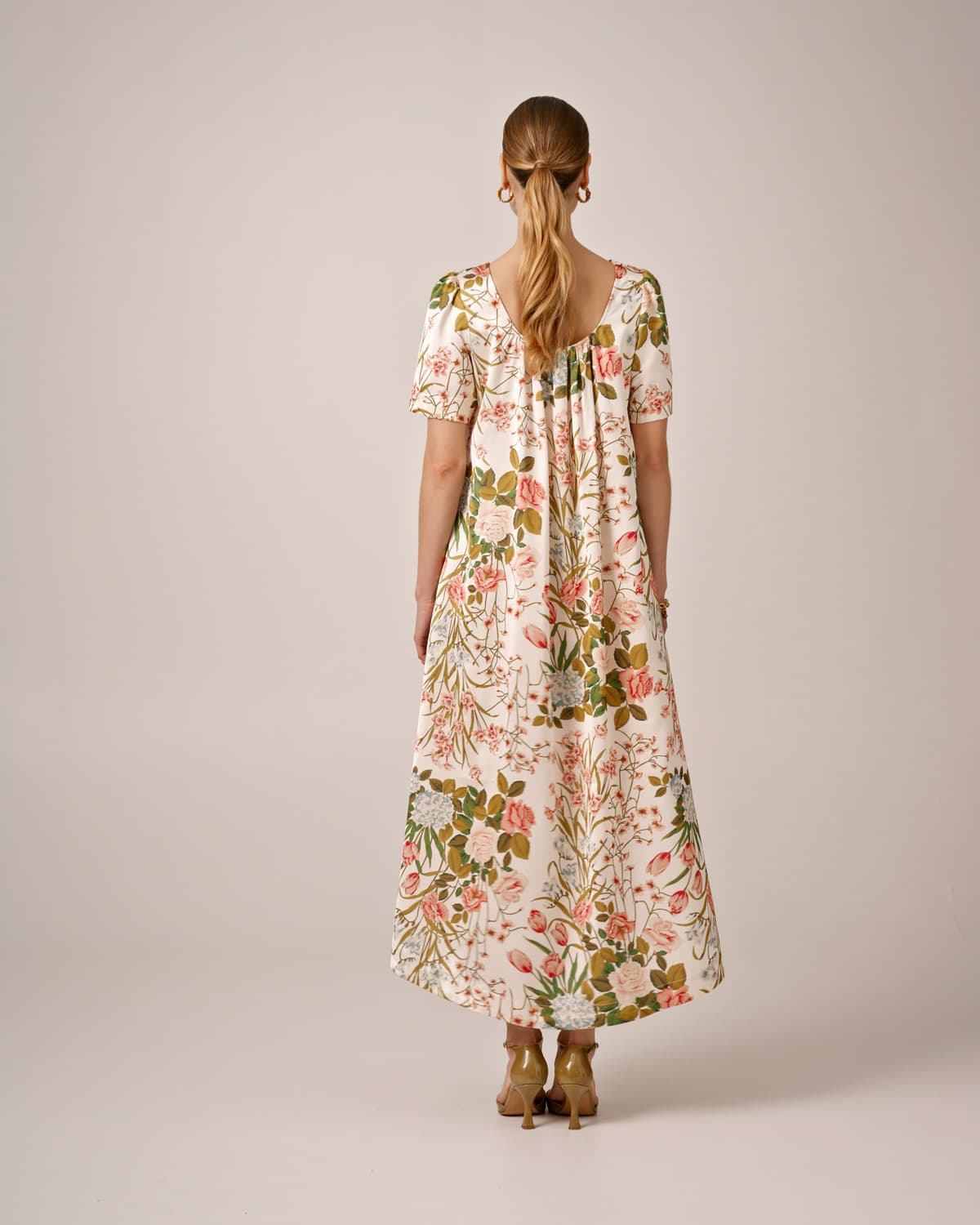 Tailored Satin Dress, Flower Fields. Image #3