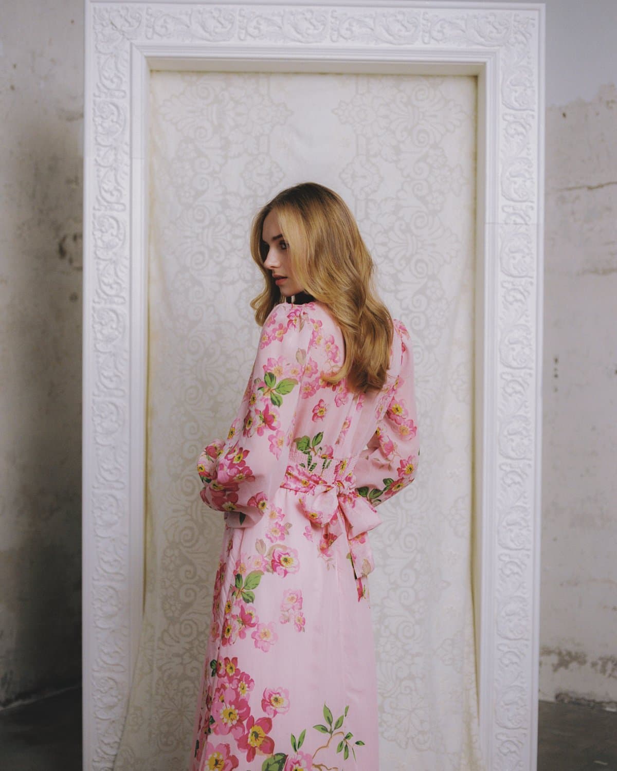 Viscose V-Neck Dress, Cherry Blossom. Image #2
