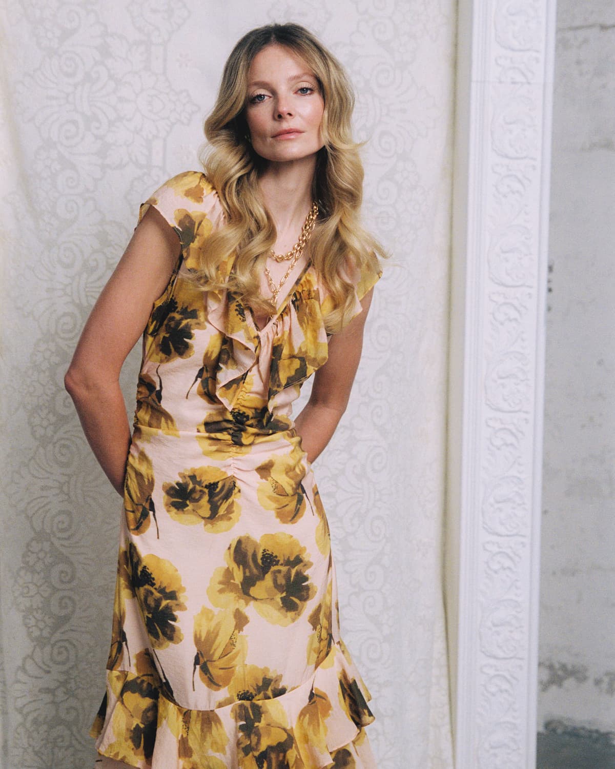 Viscose Ruffle Dress, Peony. Image #1