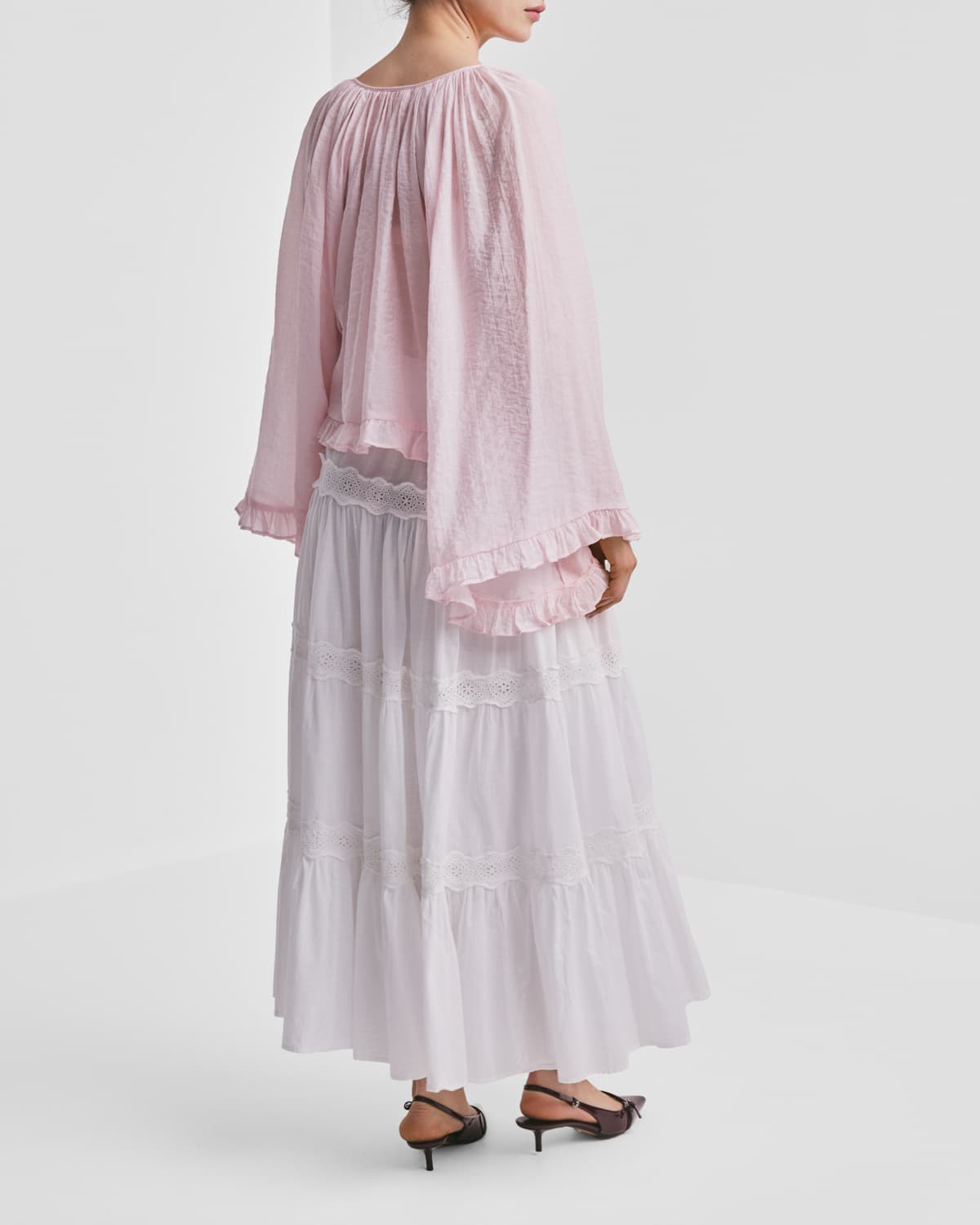 Viscose Flared Blouse, Pink. Image #7