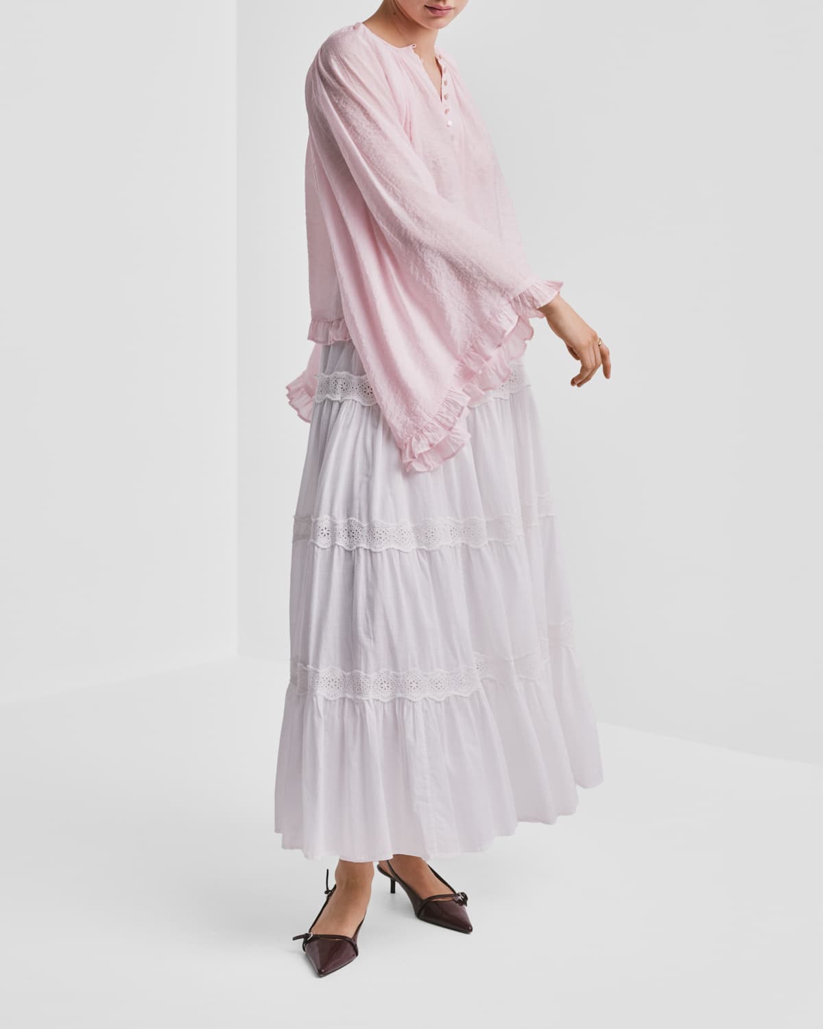 Viscose Flared Blouse, Pink. Image #6