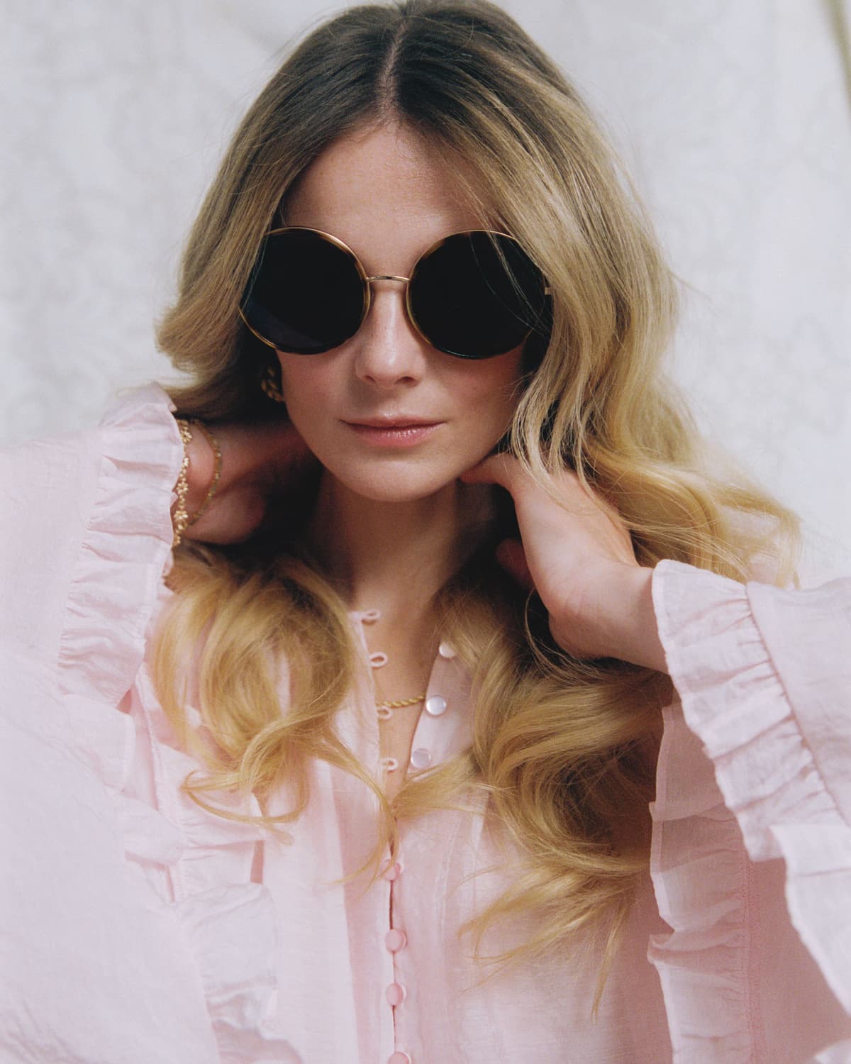 Viscose Flared Blouse, Pink. Image #2