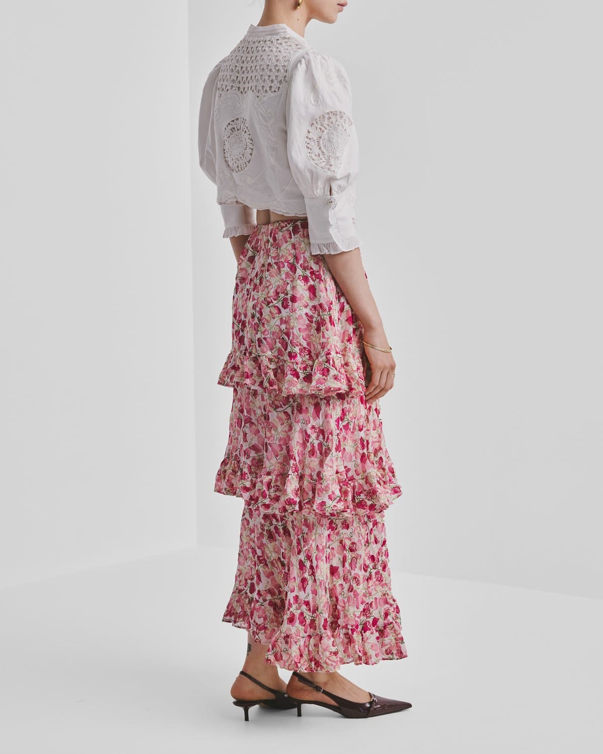 Georgette Ruffle Skirt, Poppy. Image #3