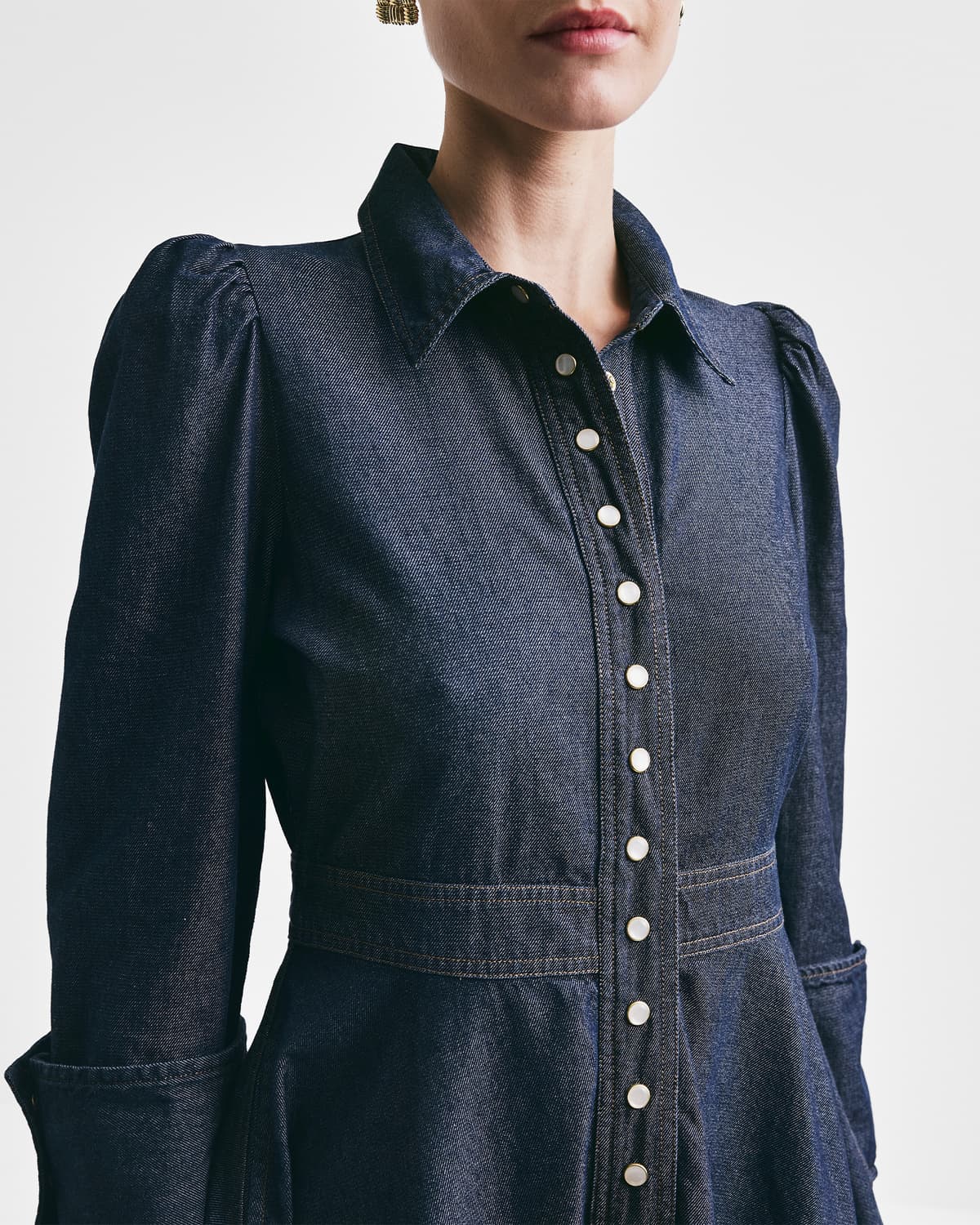 Denim Mini Dress, Dark Blue. Image #5