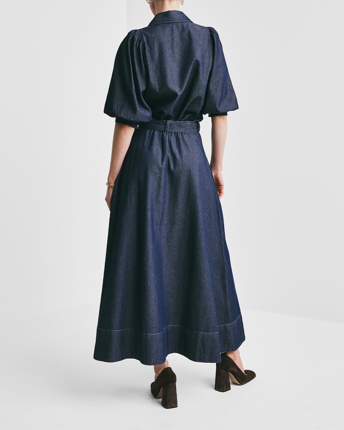 Denim Maxi Skirt, Dark Blue. Image #7