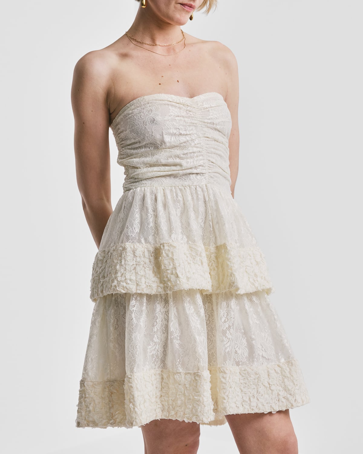Lace Bandeau Dress, Vintage White. Image #2