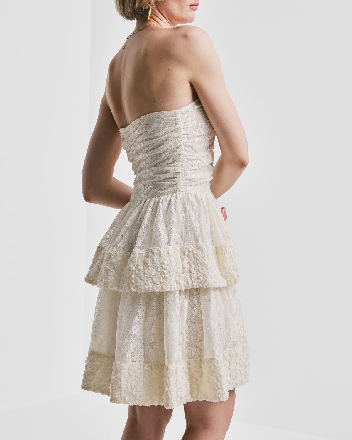 Lace Bandeau Dress, Vintage White. Image #3