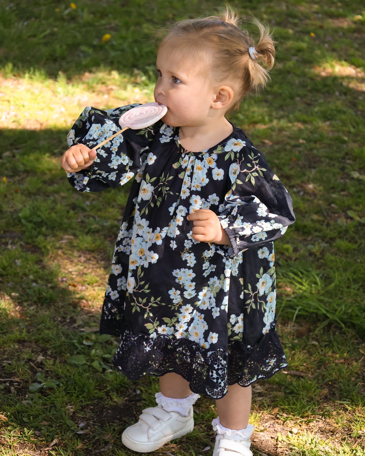 Cotton Slub Puffed Dress, Cherry Blossom. Image #3