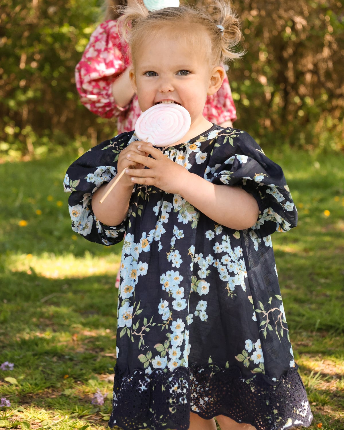 Cotton Slub Puffed Dress, Cherry Blossom. Image #1