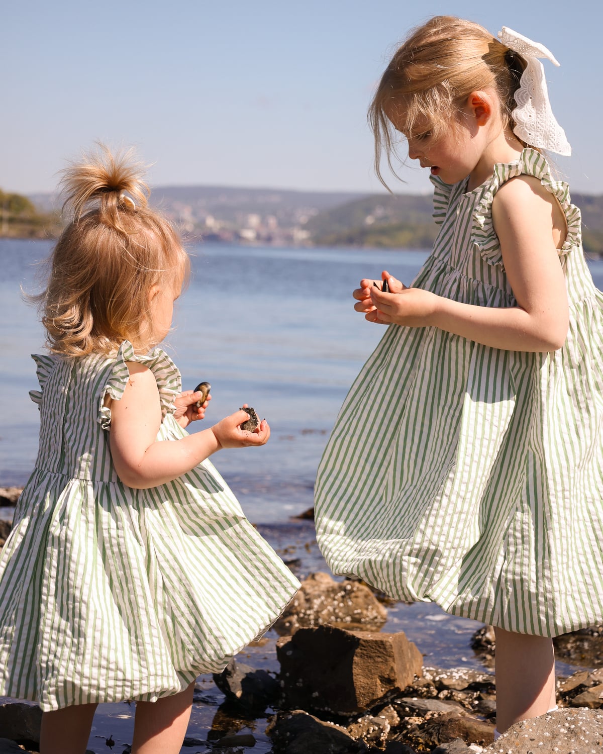 Seersucker Sleeveless Dress, Green Stripe. Image #2