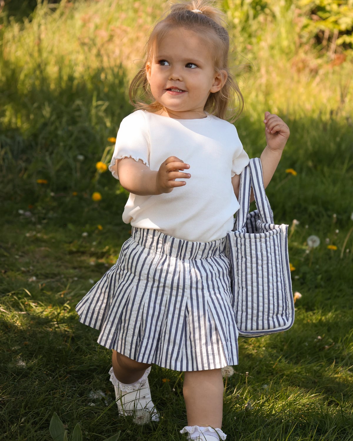 Seersucker Skirt, Blue Stripe. Image #1