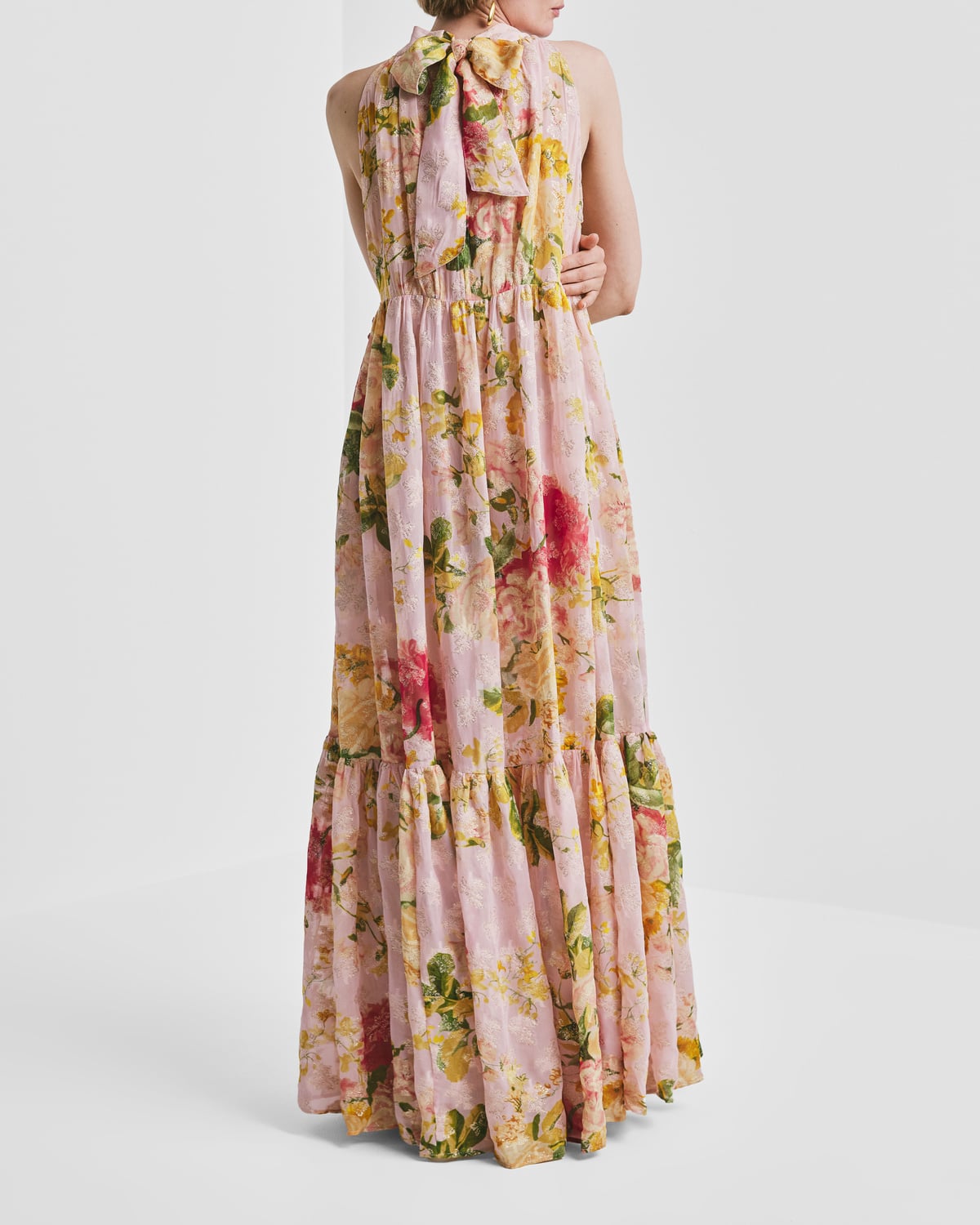 Georgette Halterneck Dress, Blush Flowers. Image #5