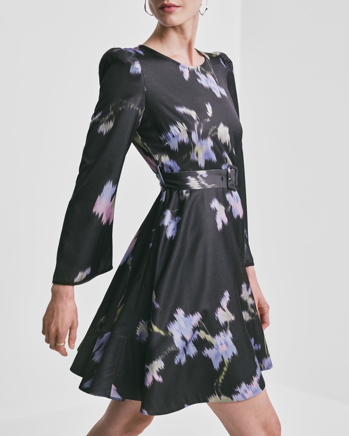 Tailored Satin Mini Dress, Cascade. Image #1