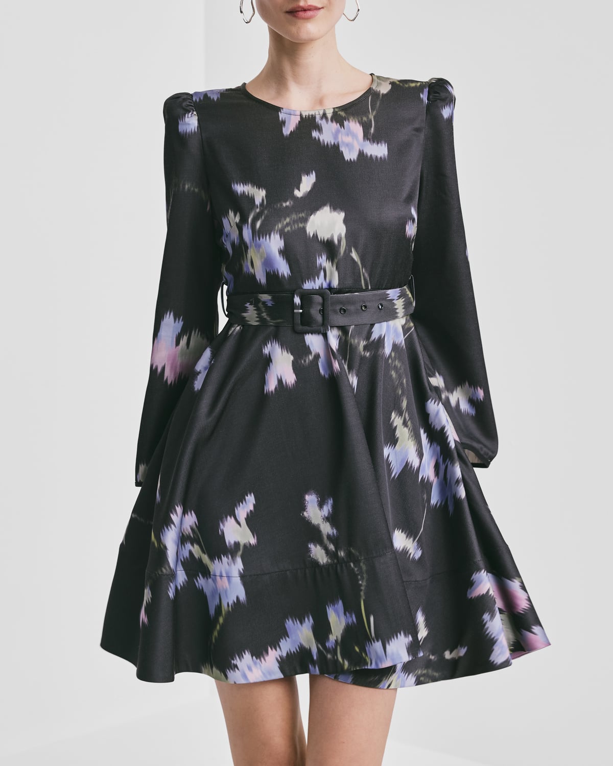 Tailored Satin Mini Dress, Cascade. Image #2