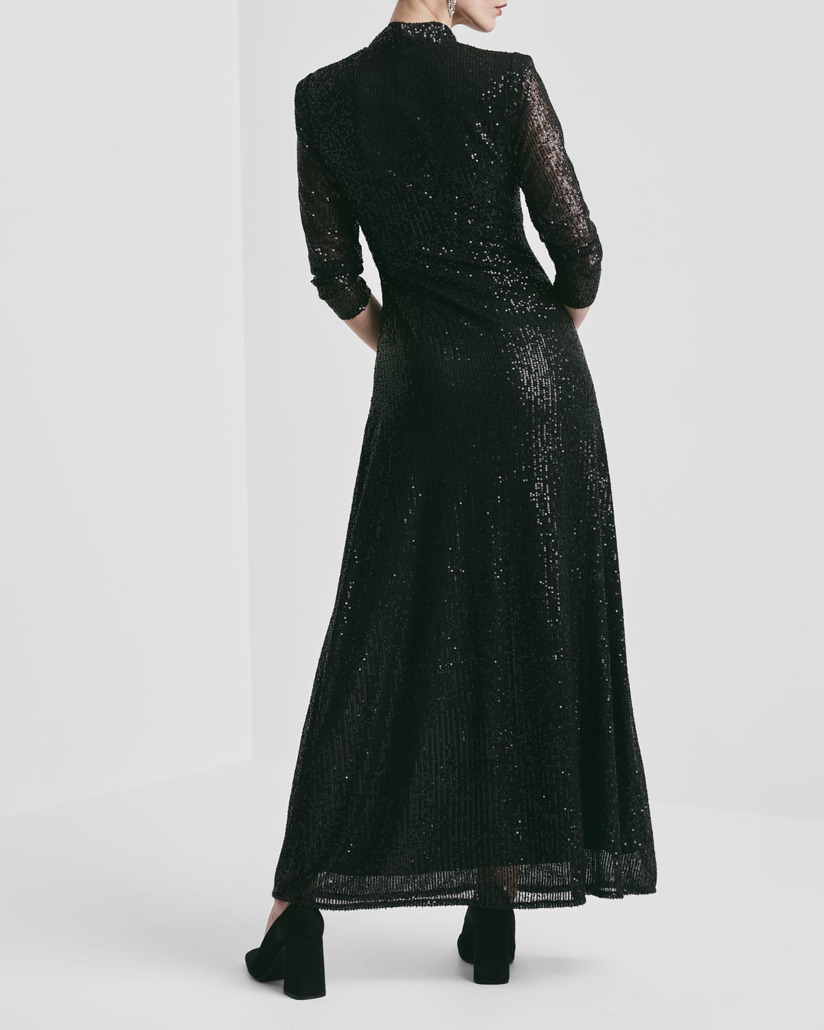 Sequins Maxi Dress, Black. Image #4