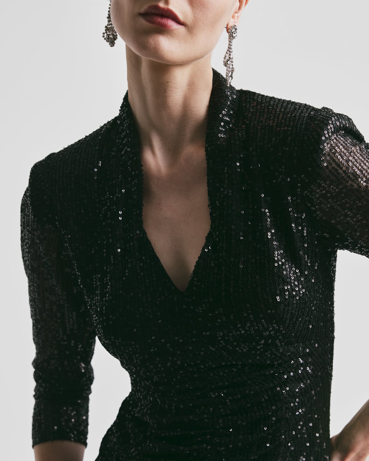 Sequins Maxi Dress, Black. Image #2