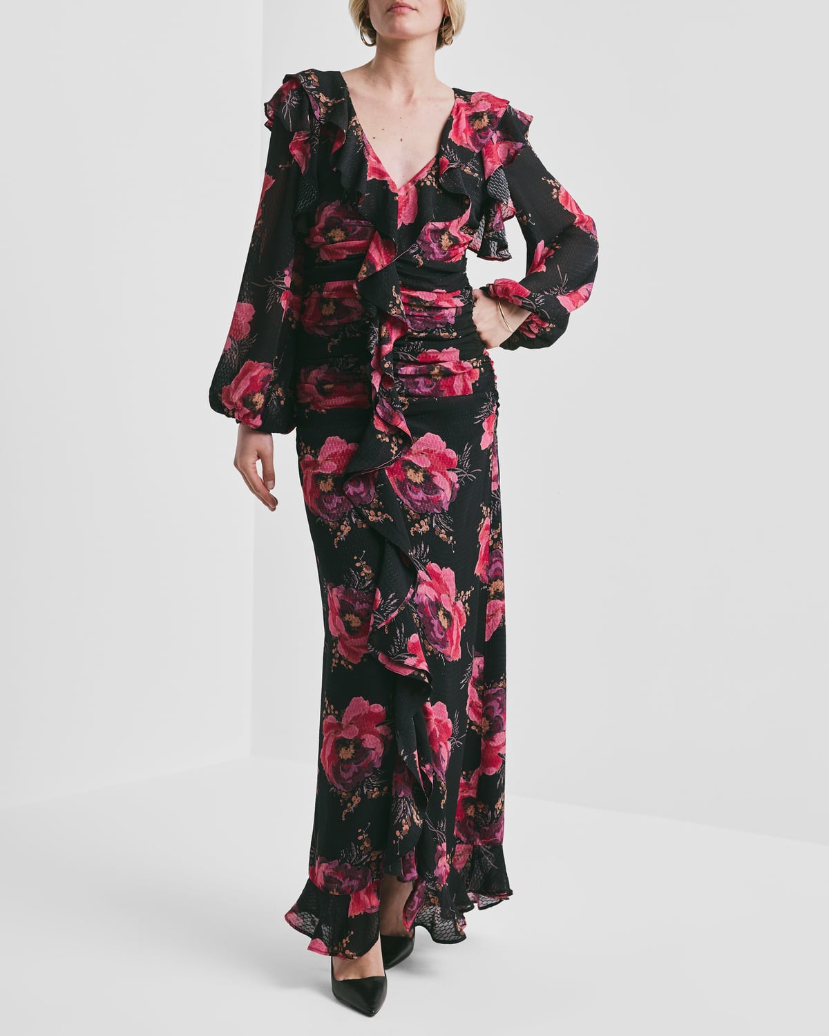 Georgette Rouching Dress, Evening Blush. Image #4