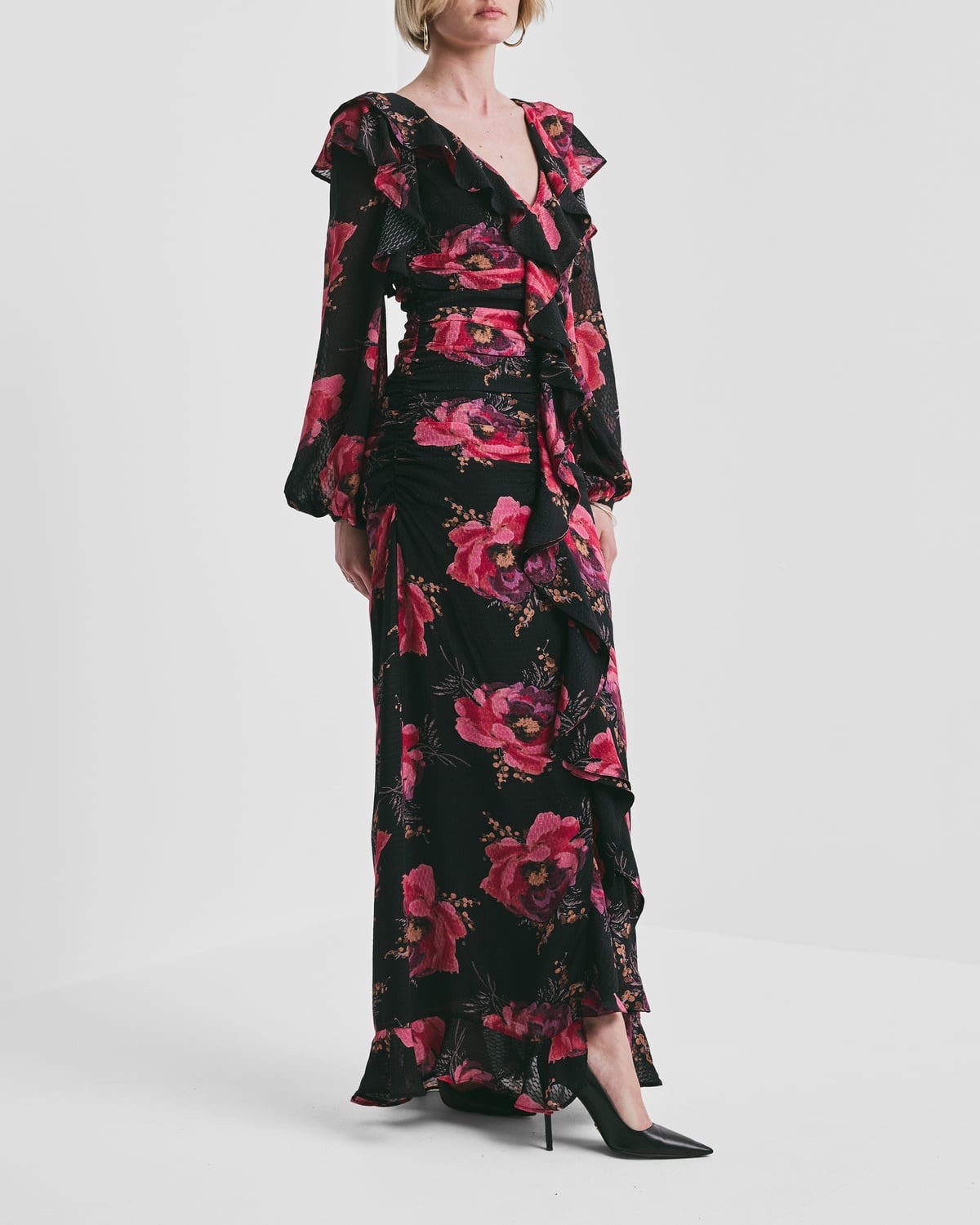 Georgette Rouching Dress, Evening Blush. Image #3