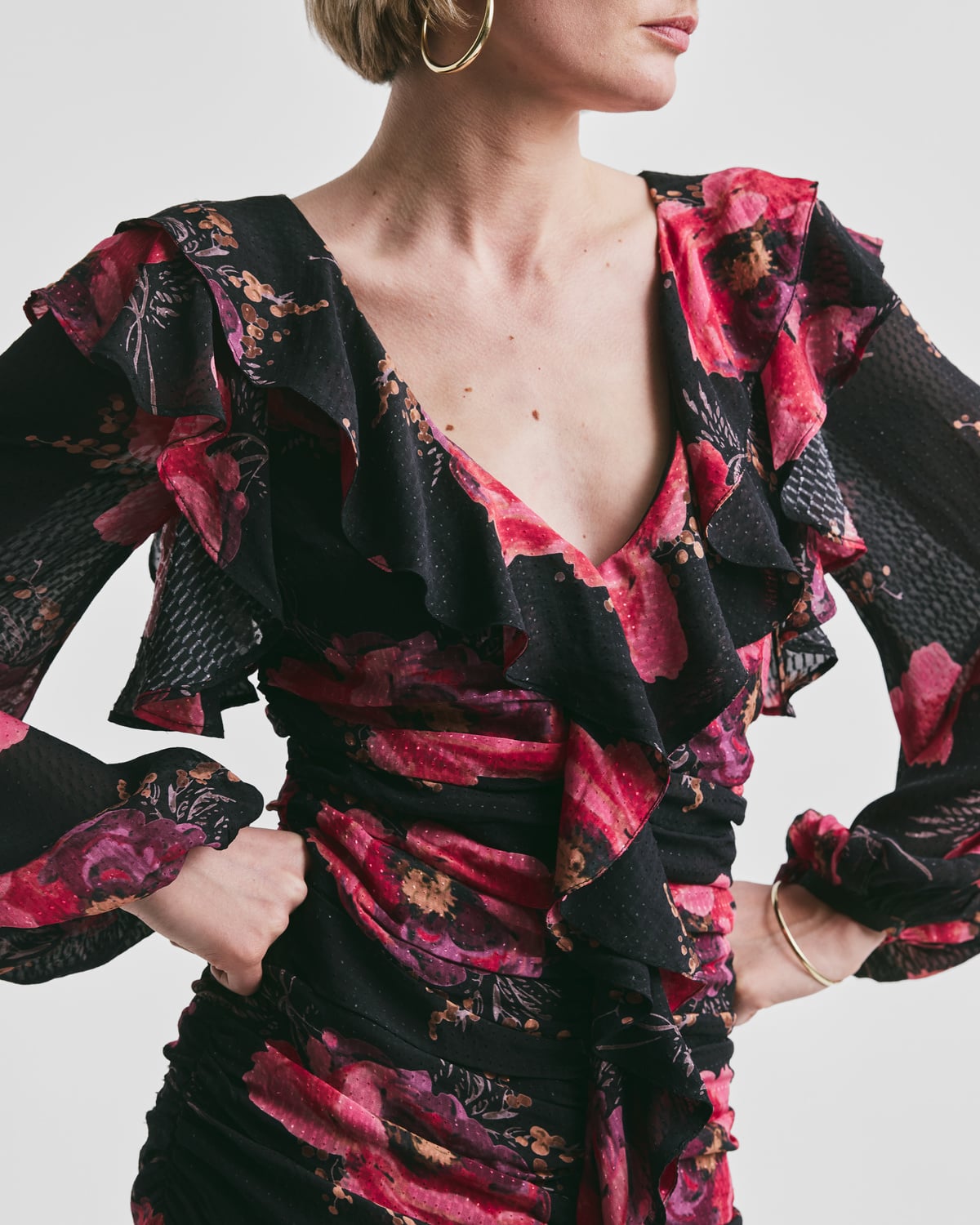 Georgette Rouching Dress, Evening Blush. Image #6