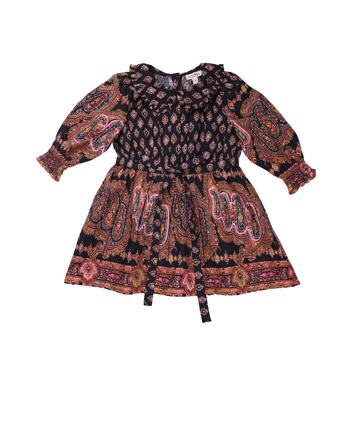 Poplin Bow Dress, Black Paisely. Image #1