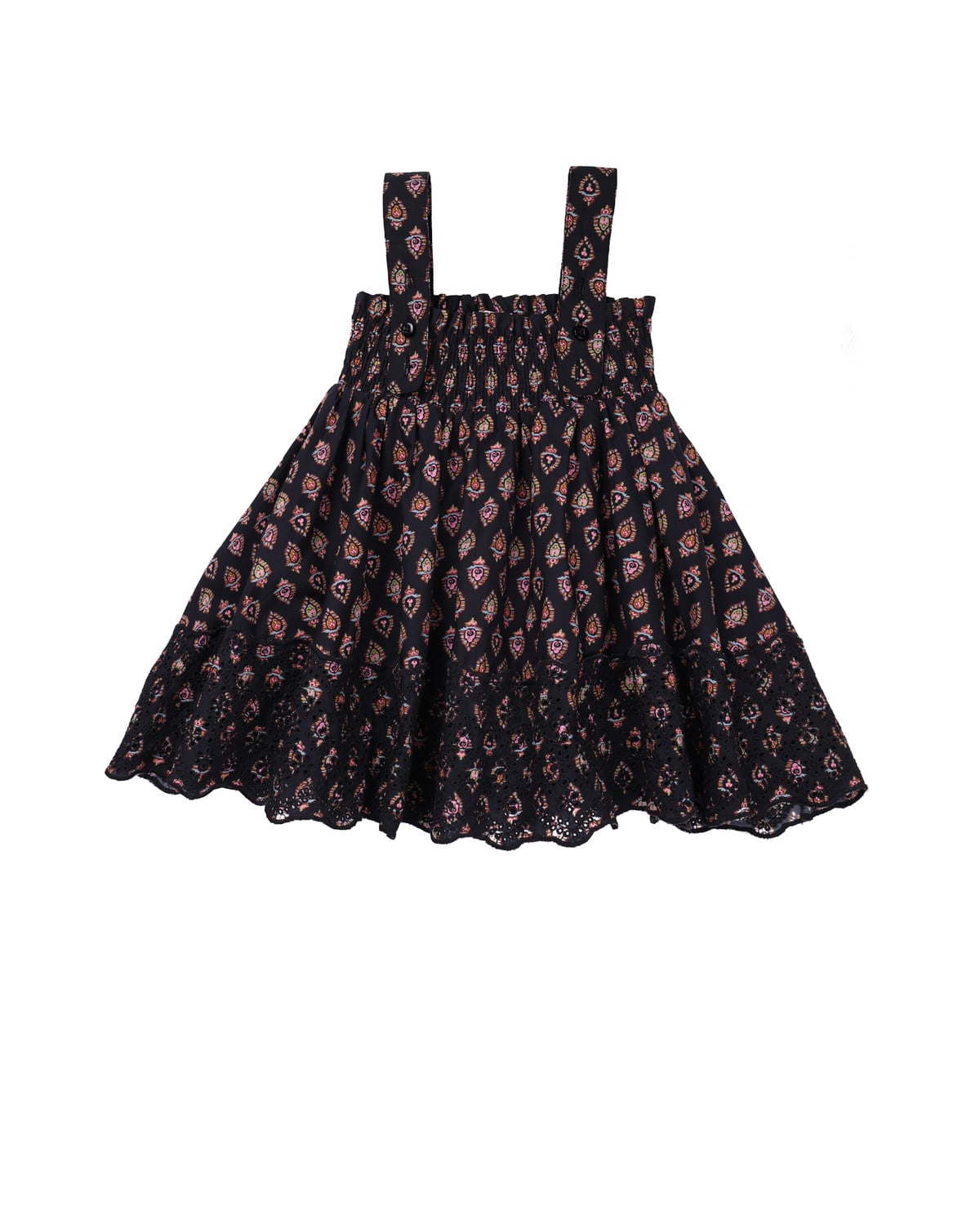 Poplin Strap Dress, Black Paisely. Image #1