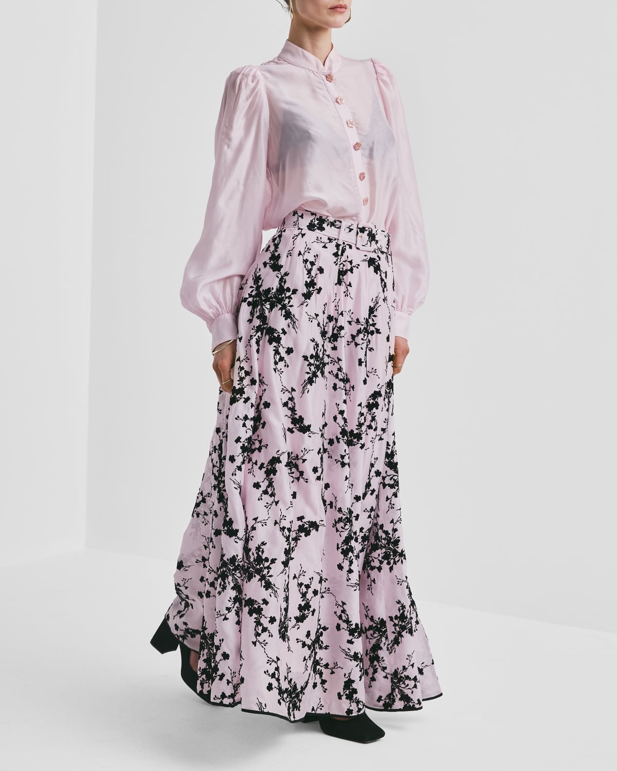 Striped Organza Blouse, Light Pink. Image #3