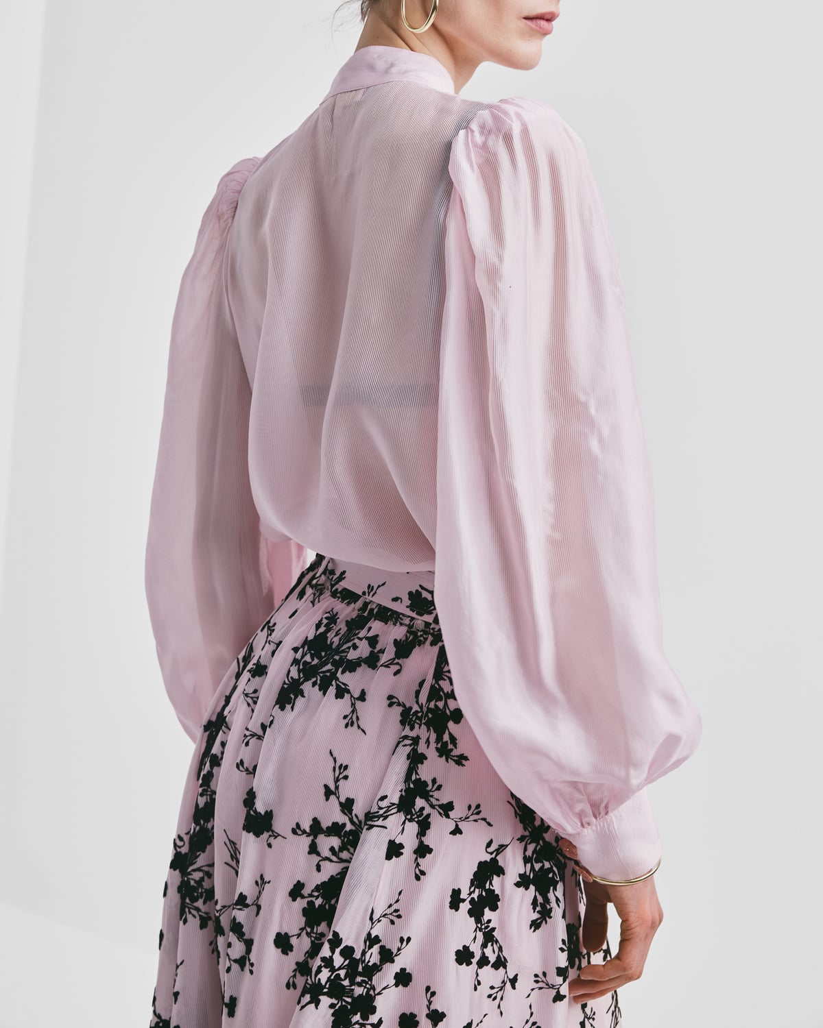 Striped Organza Blouse, Light Pink. Image #4