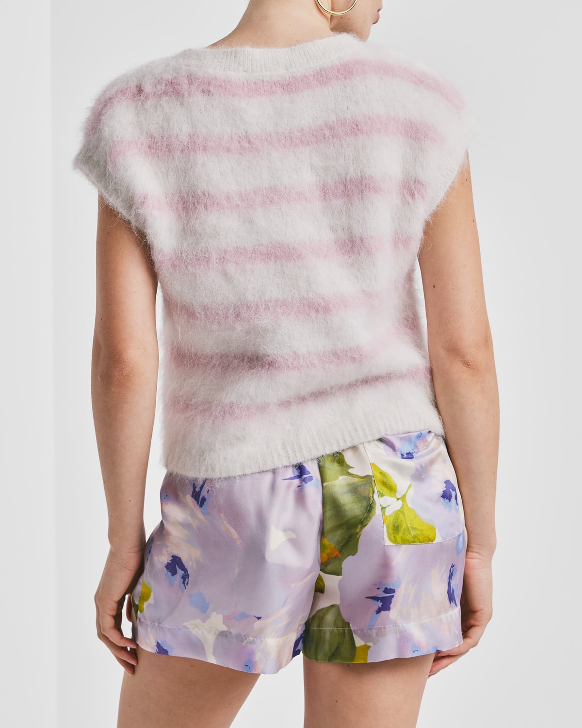 Hairy Knit Vest, Pink Stripe. Image #3