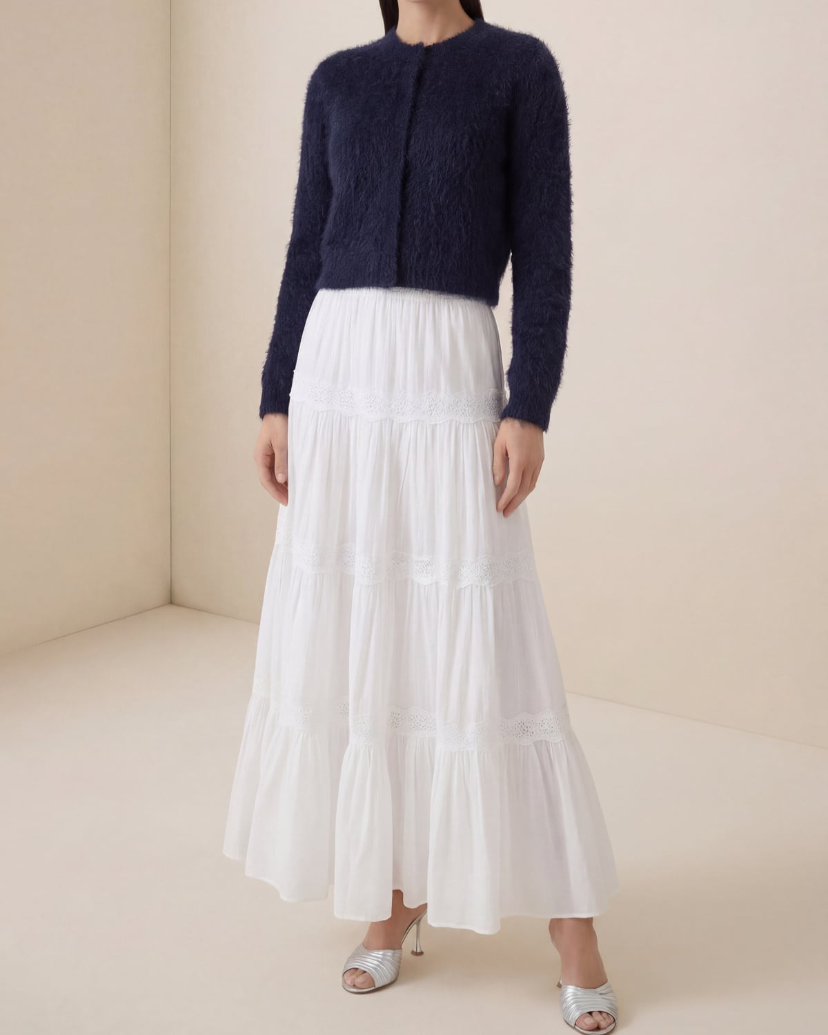 Hairy Knit Jacket, Navy. Image #2