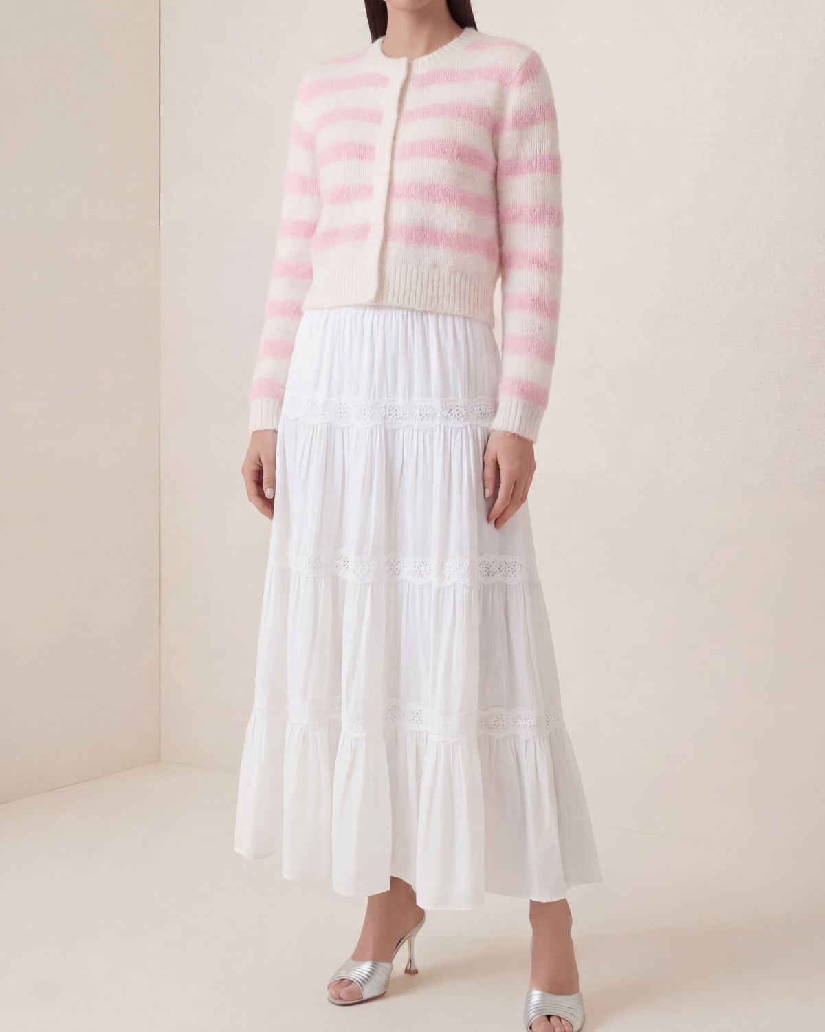 Hairy Knit Jacket, Pink Stripe. Image #2