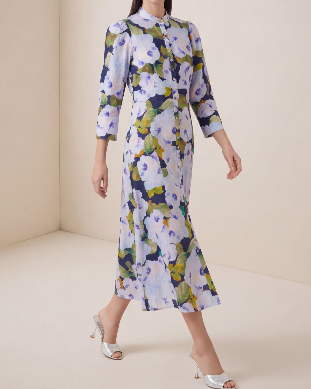 Linen Button-Down Dress, Bluebell. Image #2