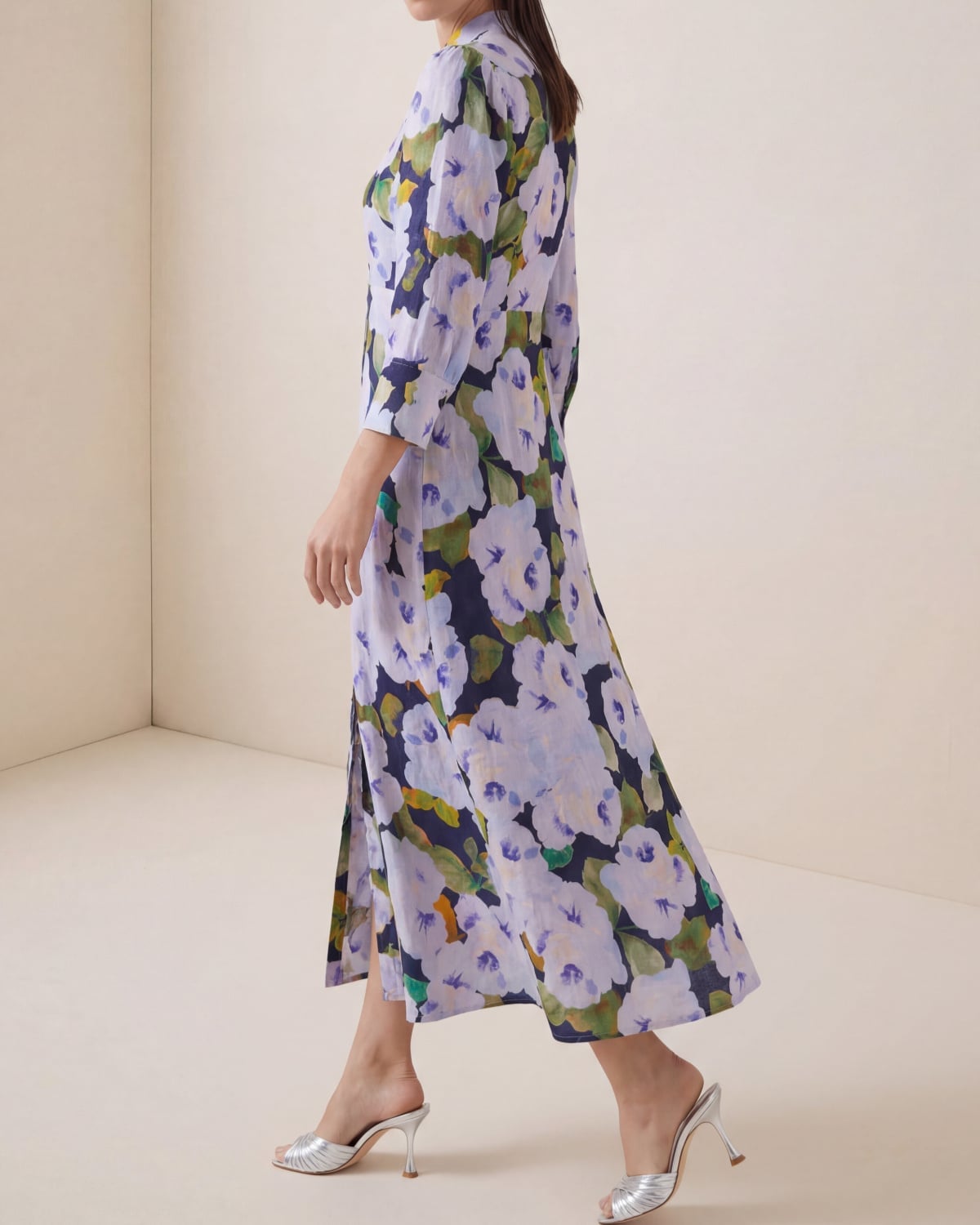 Linen Button-Down Dress, Bluebell. Image #3
