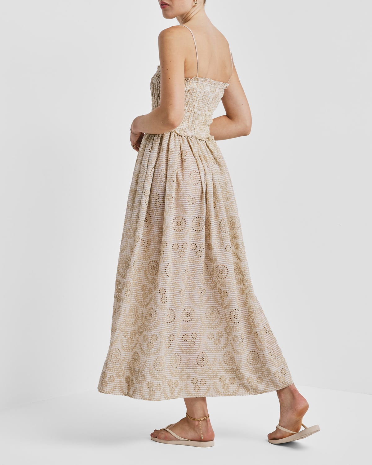 Checks Bandeau Dress, Khaki. Image #5