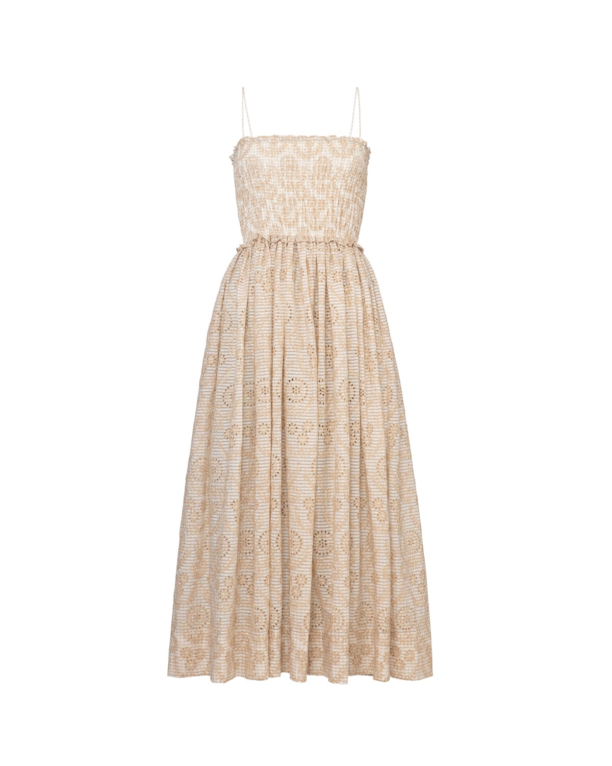 Checks Bandeau Dress, Khaki. Image #2