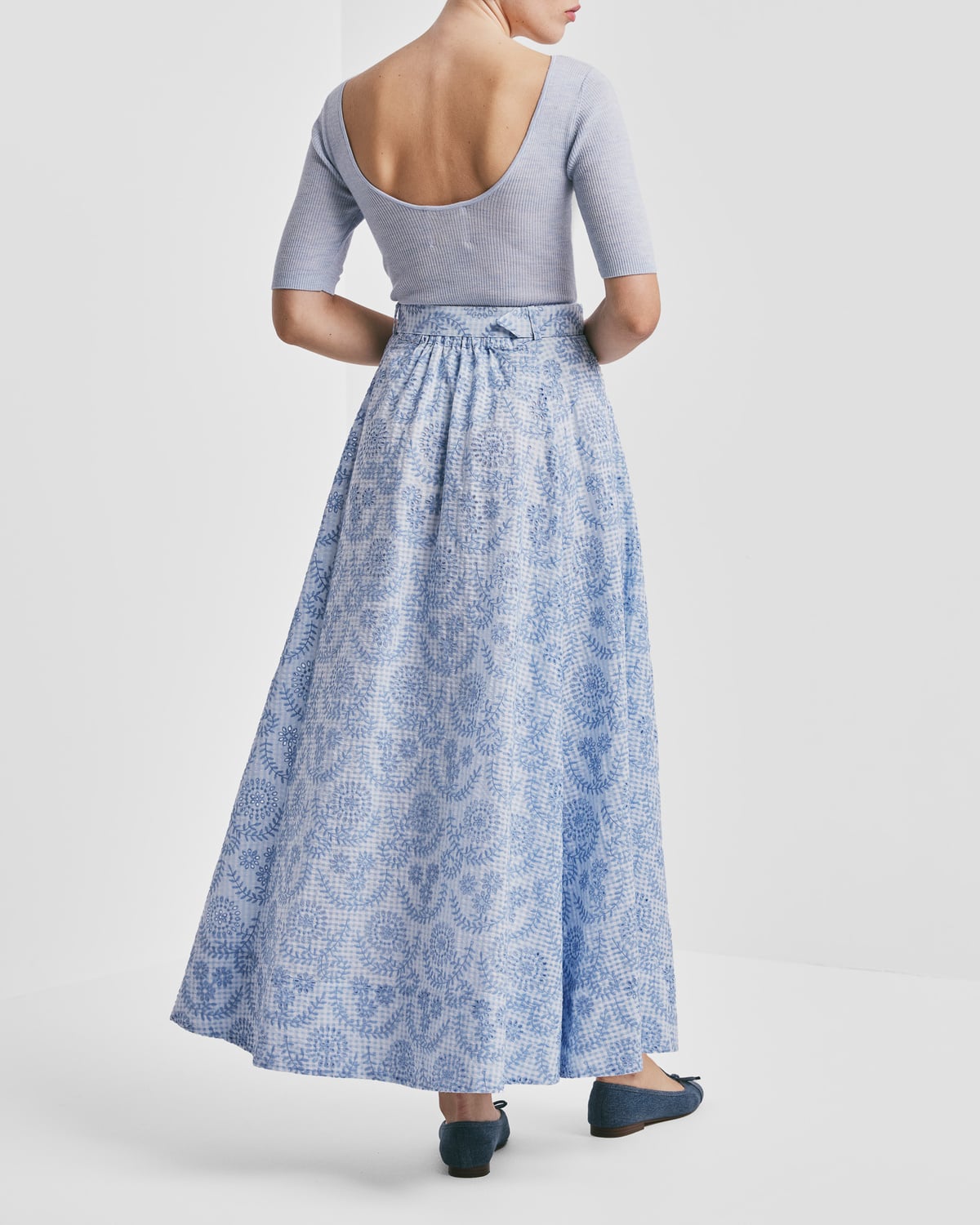 Checks Maxi Skirt, Light Blue. Image #4