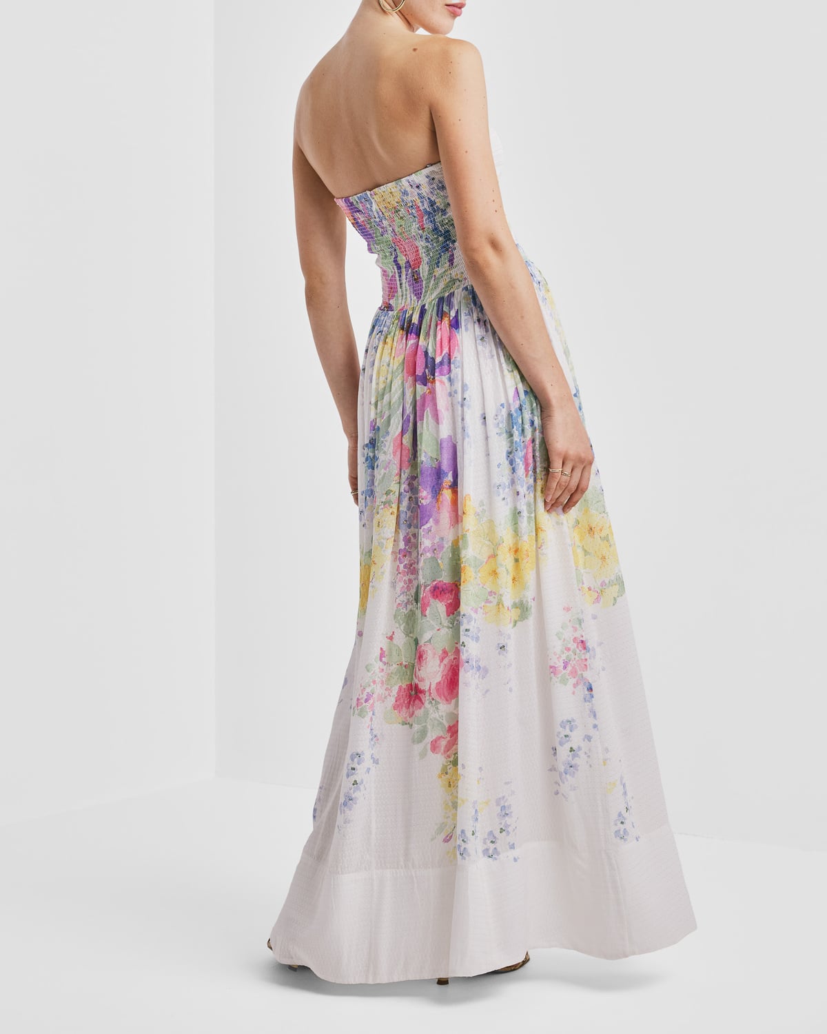 Dotted Georgette Bandeau Dress, Flower Meadow. Image #5