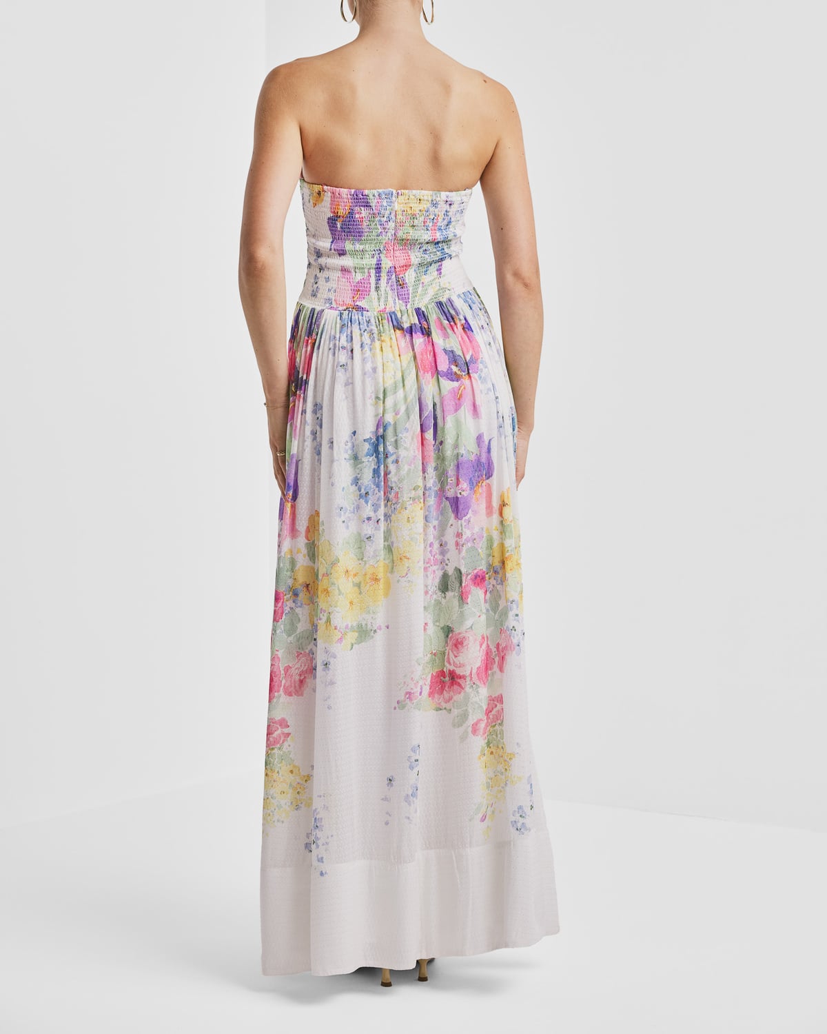 Dotted Georgette Bandeau Dress, Flower Meadow. Image #4