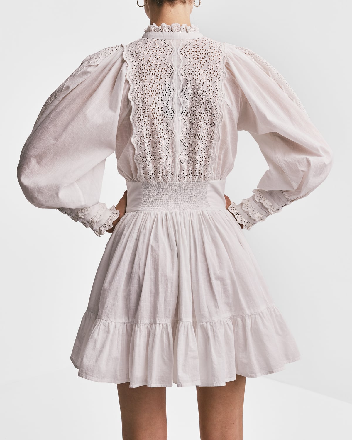 Cotton Slub Mini Dress, White. Image #5