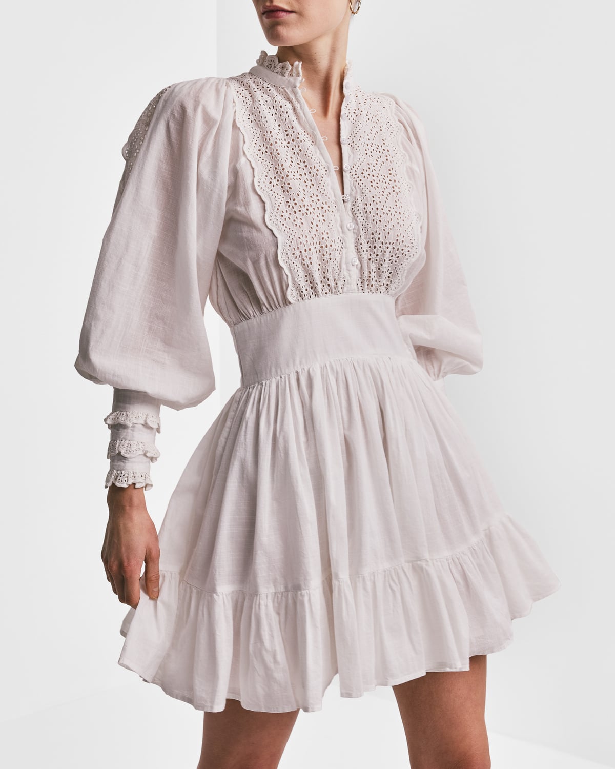 Cotton Slub Mini Dress, White. Image #2