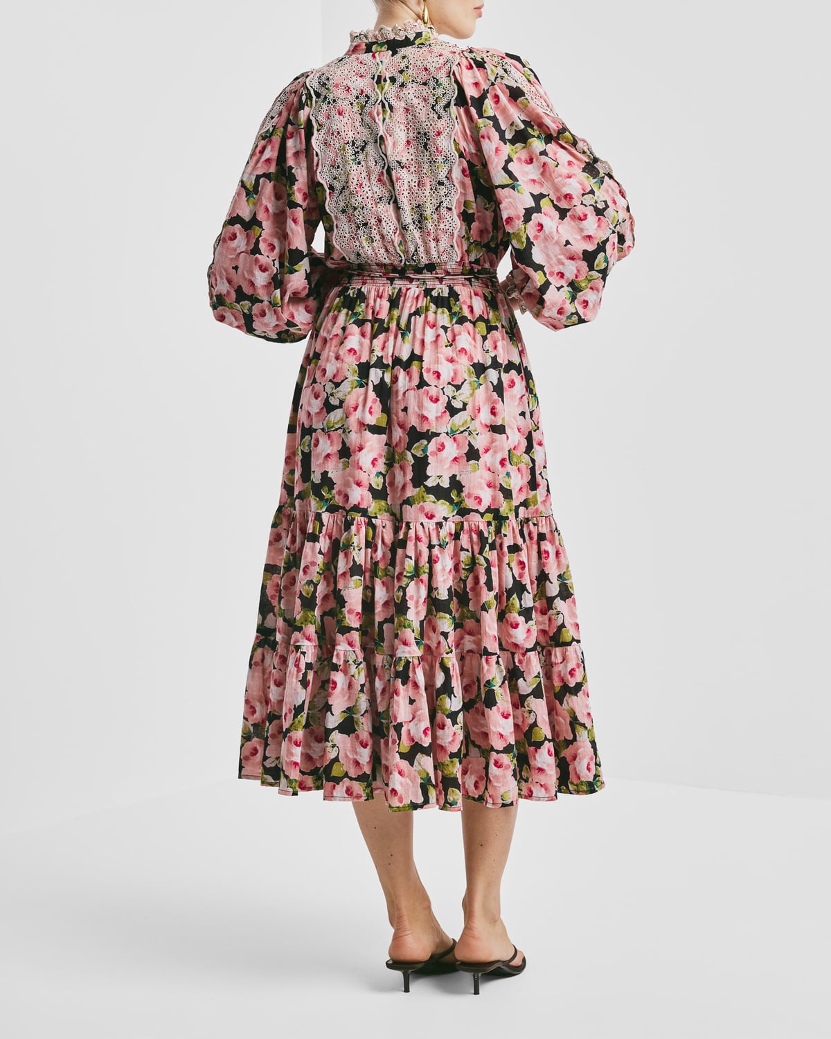 Cotton Slub Midi Dress, Rose Bouquet. Image #3
