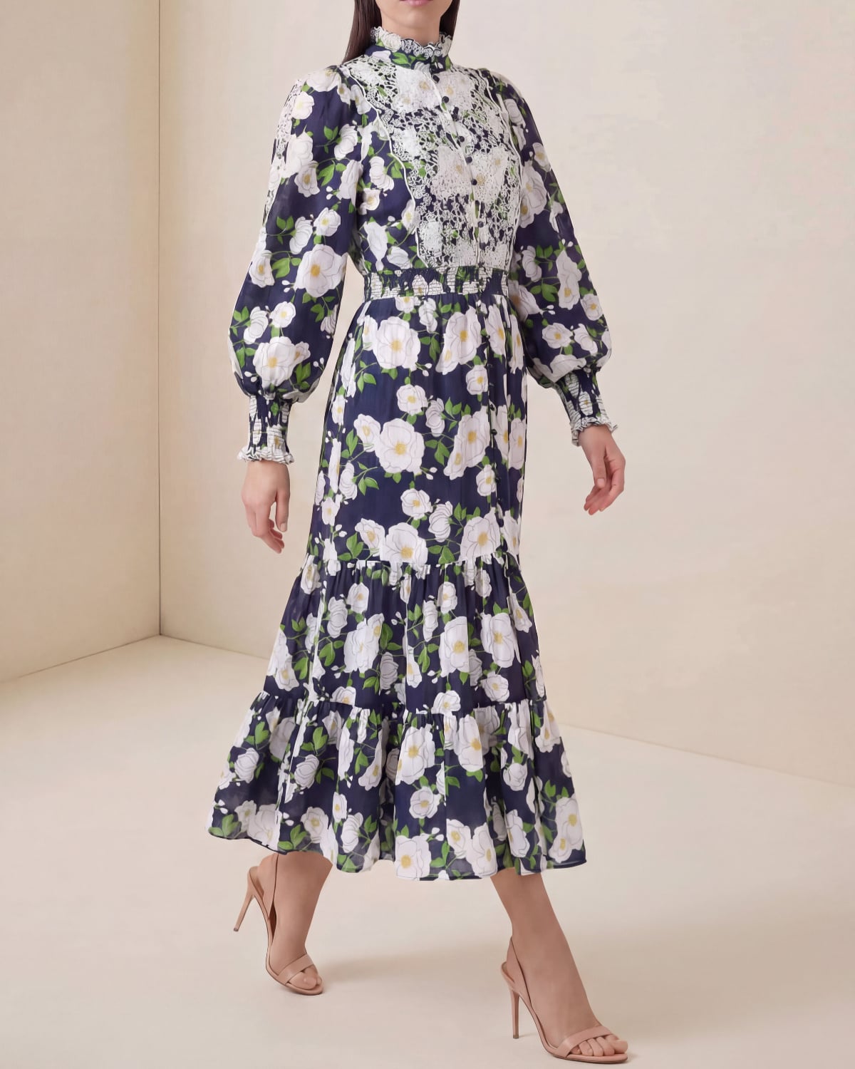 Cotton Slub Midi Dress, Bright Garden. Image #2