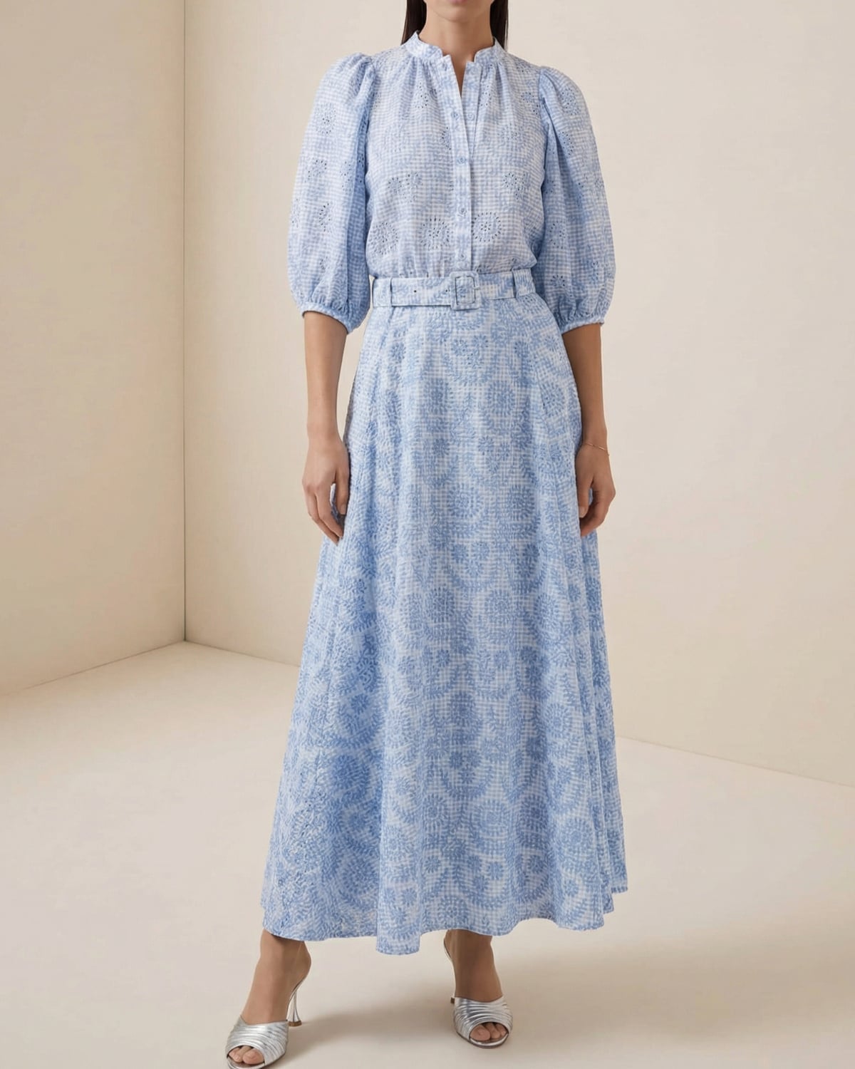 Checks Blouse, Light Blue. Image #2