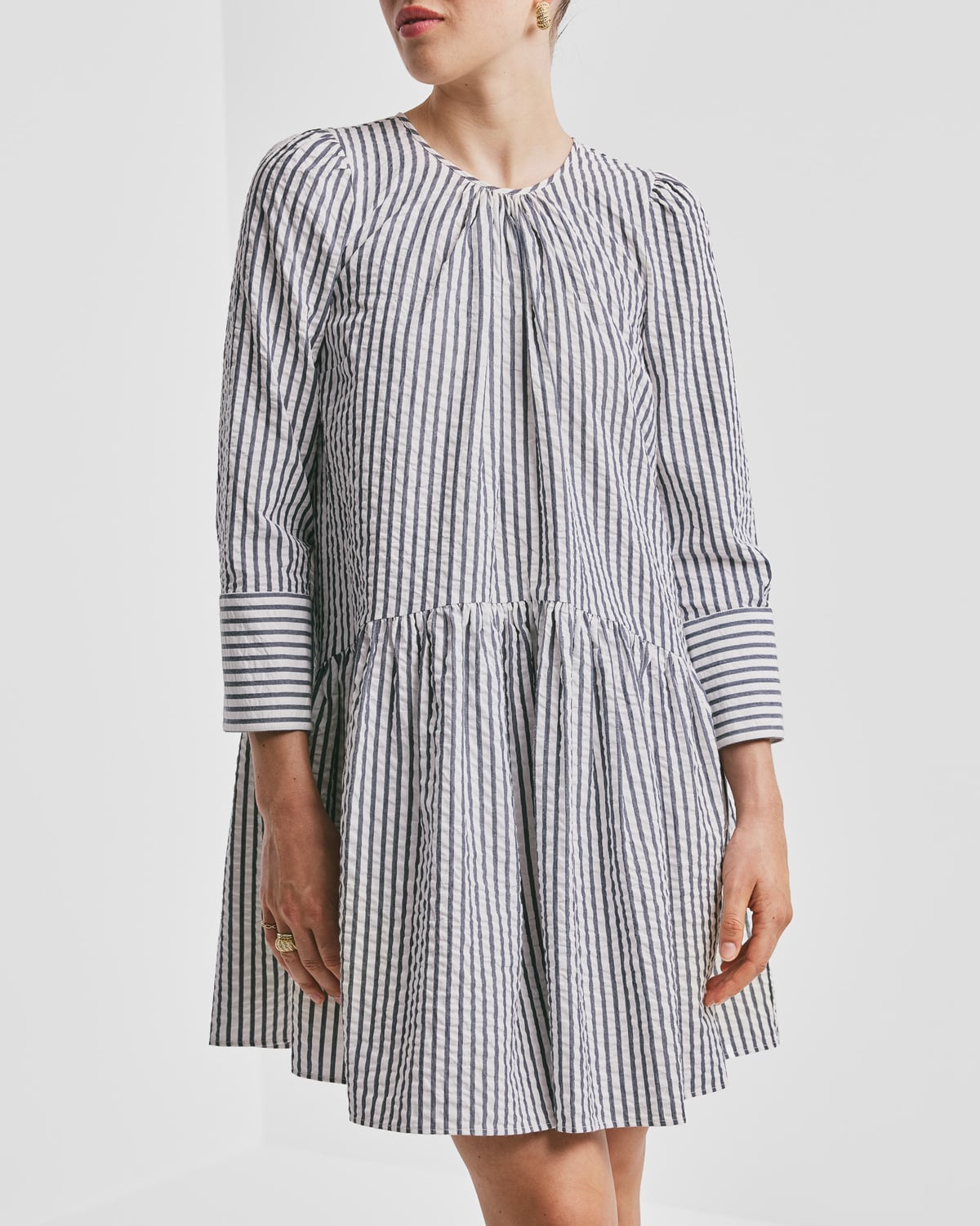 Seersucker Shift Dress, Marine Stripe. Image #2