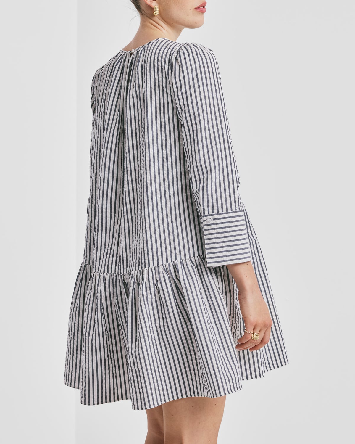Seersucker Shift Dress, Marine Stripe. Image #3